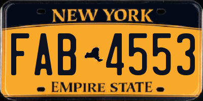 NY license plate FAB4553