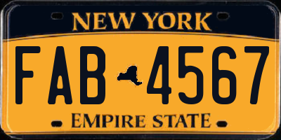 NY license plate FAB4567