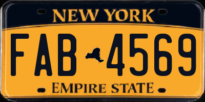 NY license plate FAB4569