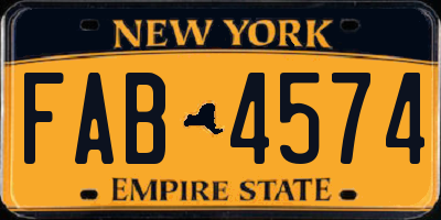 NY license plate FAB4574