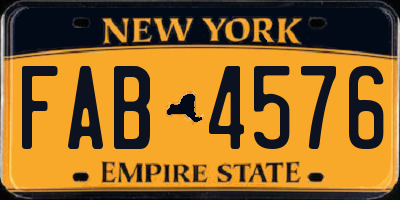 NY license plate FAB4576