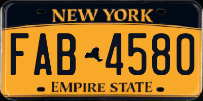 NY license plate FAB4580