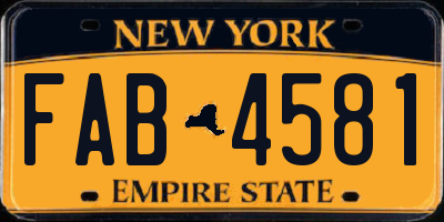 NY license plate FAB4581