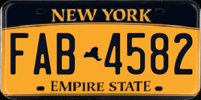 NY license plate FAB4582