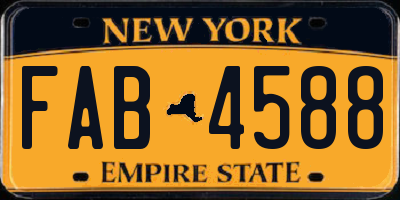 NY license plate FAB4588