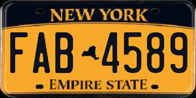 NY license plate FAB4589