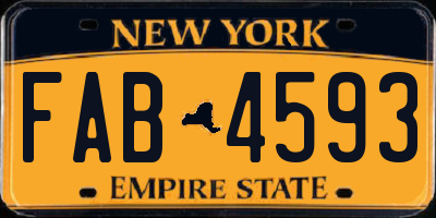 NY license plate FAB4593