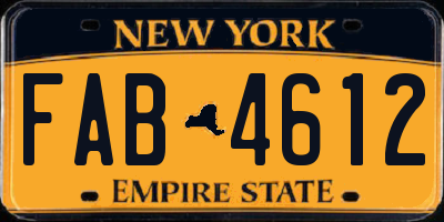NY license plate FAB4612