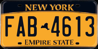NY license plate FAB4613