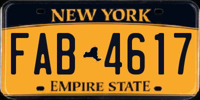 NY license plate FAB4617