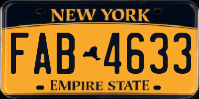 NY license plate FAB4633
