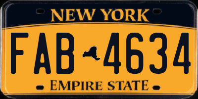 NY license plate FAB4634