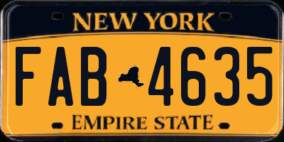 NY license plate FAB4635