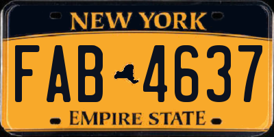 NY license plate FAB4637