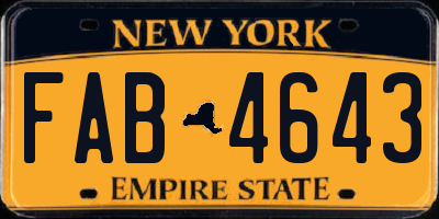 NY license plate FAB4643