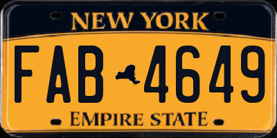 NY license plate FAB4649