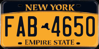 NY license plate FAB4650