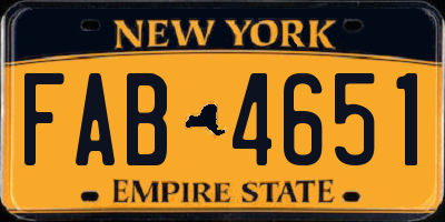 NY license plate FAB4651