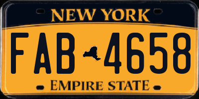 NY license plate FAB4658