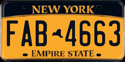 NY license plate FAB4663