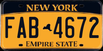 NY license plate FAB4672