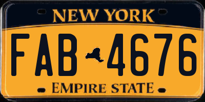 NY license plate FAB4676