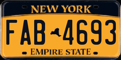 NY license plate FAB4693