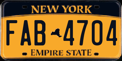 NY license plate FAB4704