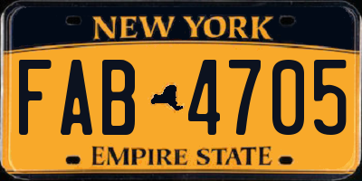 NY license plate FAB4705