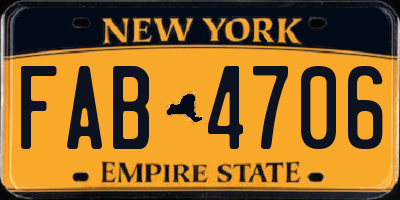 NY license plate FAB4706