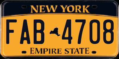 NY license plate FAB4708