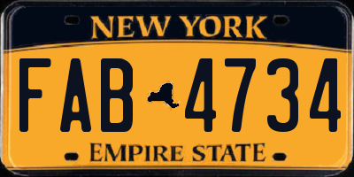 NY license plate FAB4734