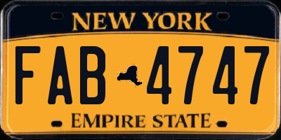 NY license plate FAB4747