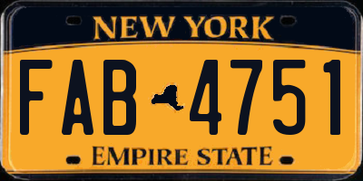 NY license plate FAB4751
