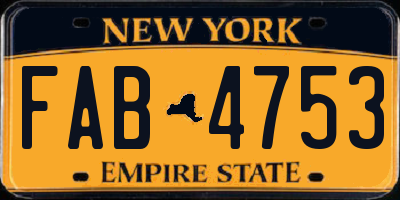 NY license plate FAB4753