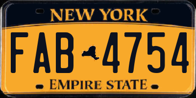 NY license plate FAB4754