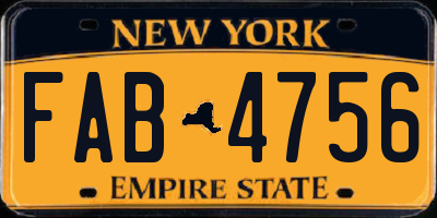 NY license plate FAB4756