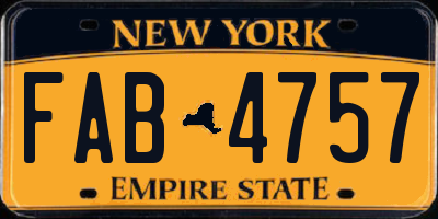 NY license plate FAB4757