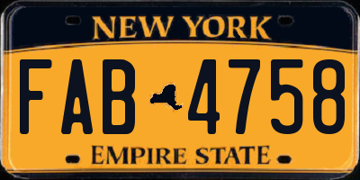 NY license plate FAB4758
