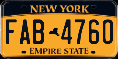 NY license plate FAB4760