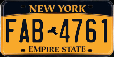 NY license plate FAB4761