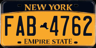 NY license plate FAB4762