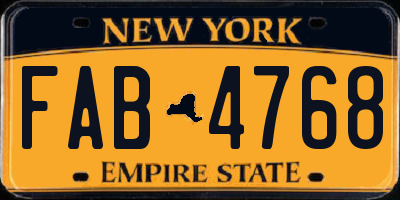 NY license plate FAB4768