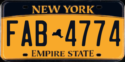 NY license plate FAB4774