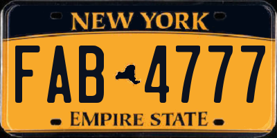 NY license plate FAB4777