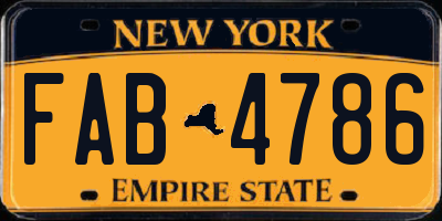 NY license plate FAB4786