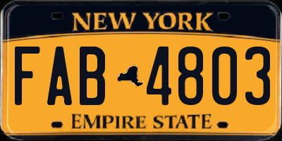 NY license plate FAB4803