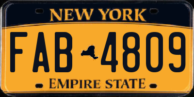 NY license plate FAB4809