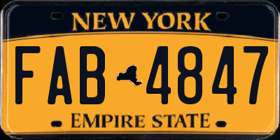 NY license plate FAB4847