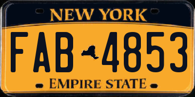 NY license plate FAB4853